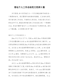 春运个人工作总结范文范例5篇