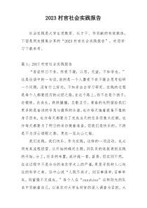 2023村官社会实践报告