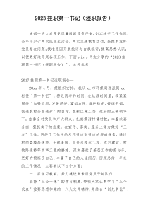 2023挂职第一书记（述职报告）