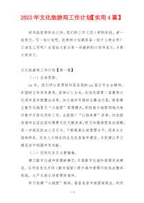 2023年文化旅游局工作计划【实用4篇】