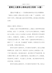 爱国主义教育心得体会范文范例（4篇）