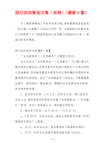 团日活动策划方案（实例）（最新5篇）