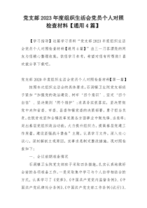 党支部2023年度组织生活会党员个人对照检查材料【通用4篇】