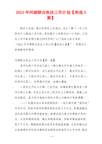 2023年河湖联合执法工作计划【热选5篇】