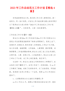 2023年工作总结范文工作计划【精选4篇】