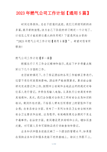 2023年燃气公司工作计划【通用5篇】