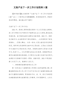 文旅产业下一步工作计划范例3篇