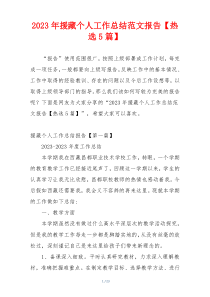 2023年援藏个人工作总结范文报告【热选5篇】