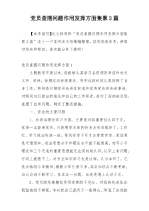 党员查摆问题作用发挥方面集聚3篇