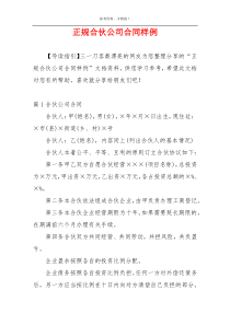 正规合伙公司合同样例