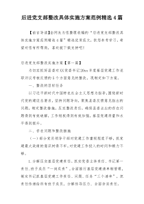 后进党支部整改具体实施方案范例精选4篇