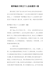 教师编实习转正个人总结通用5篇