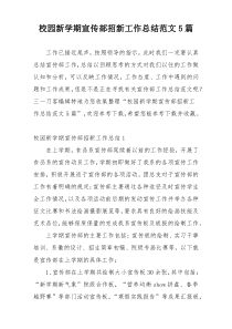 校园新学期宣传部招新工作总结范文5篇