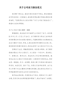 关于公司实习报告范文