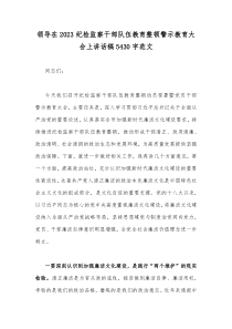 领导在2023纪检监察干部队伍教育整顿警示教育大会上讲话稿5430字范文
