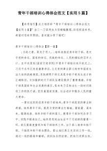 青年干部培训心得体会范文【实用5篇】