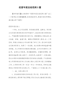 经营年度总结范例5篇