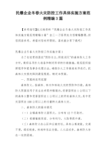 民爆企业冬春火灾防控工作具体实施方案范例精编3篇