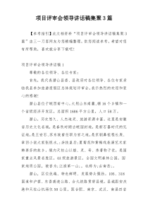 项目评审会领导讲话稿集聚3篇