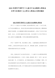 2023年领导干部学习十九届五中全会精神心得体会与学习共青团十九大研讨心得体会【两份稿】