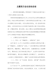 主题党日会议活动总结