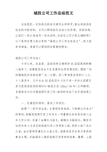 城投公司工作总结范文