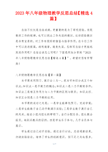 2023年八年级物理教学反思总结【精选4篇】