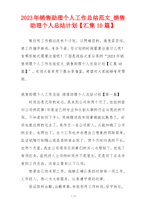 2023年销售助理个人工作总结范文_销售助理个人总结计划【汇集10篇】