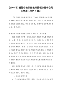 [1000字]辅警公安队伍教育整顿心得体会范文集聚【范例4篇】