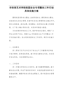 市体育艺术学校校园安全专项整治三年行动具体实施方案