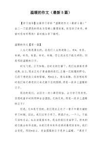 温暖的作文（最新5篇）