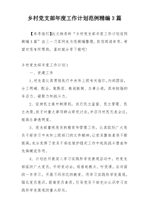 乡村党支部年度工作计划范例精编3篇