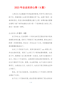 2023年企业实训心得（4篇）