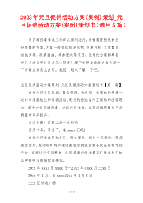2023年元旦促销活动方案(案例)策划_元旦促销活动方案(案例)策划书（通用5篇）