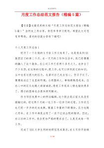 月度工作总结范文报告（精编5篇）