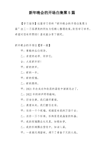 新年晚会的开场白集聚5篇