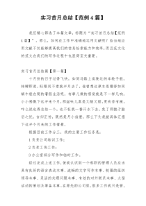 实习首月总结【范例4篇】
