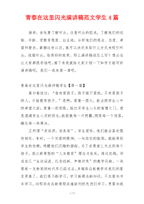青春在这里闪光演讲稿范文学生4篇
