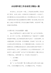 水处理年度工作总结范文精选4篇