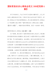 国际贸易实训心得体会范文3000【范例4篇】