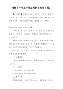 销售下一年工作计划范例【推荐4篇】