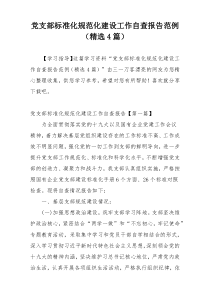 党支部标准化规范化建设工作自查报告范例（精选4篇）