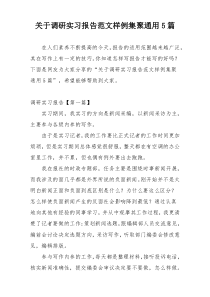 关于调研实习报告范文样例集聚通用5篇
