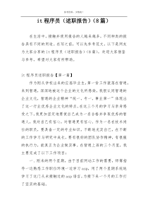 it程序员（述职报告）（8篇）