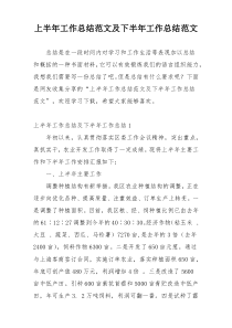 上半年工作总结范文及下半年工作总结范文