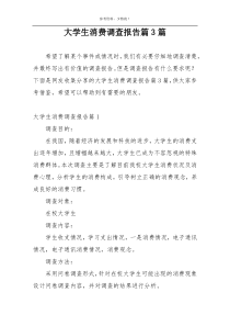 大学生消费调查报告篇3篇
