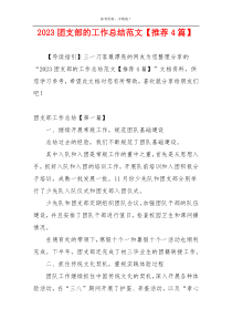 2023团支部的工作总结范文【推荐4篇】