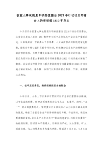 在重大事故隐患专项排查整治2023年行动动员部署会上的讲话稿1810字范文