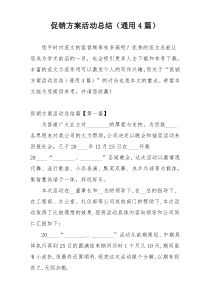 促销方案活动总结（通用4篇）