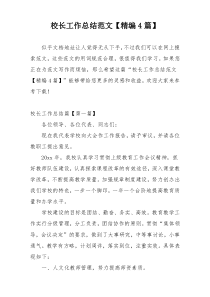 校长工作总结范文【精编4篇】